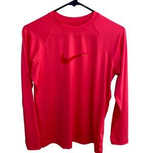 Nike Women's Standard UPF 40+ Long Sleeve Rashguard Swim Tee Size M pink